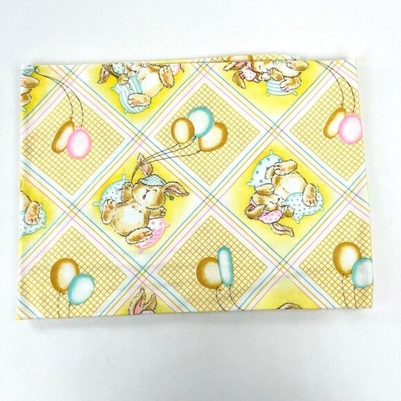 Dundee Receiving Swaddle Blanket Sleeping Bunny Rabbits Yellow 29" x 40" - Picture 2 of 8